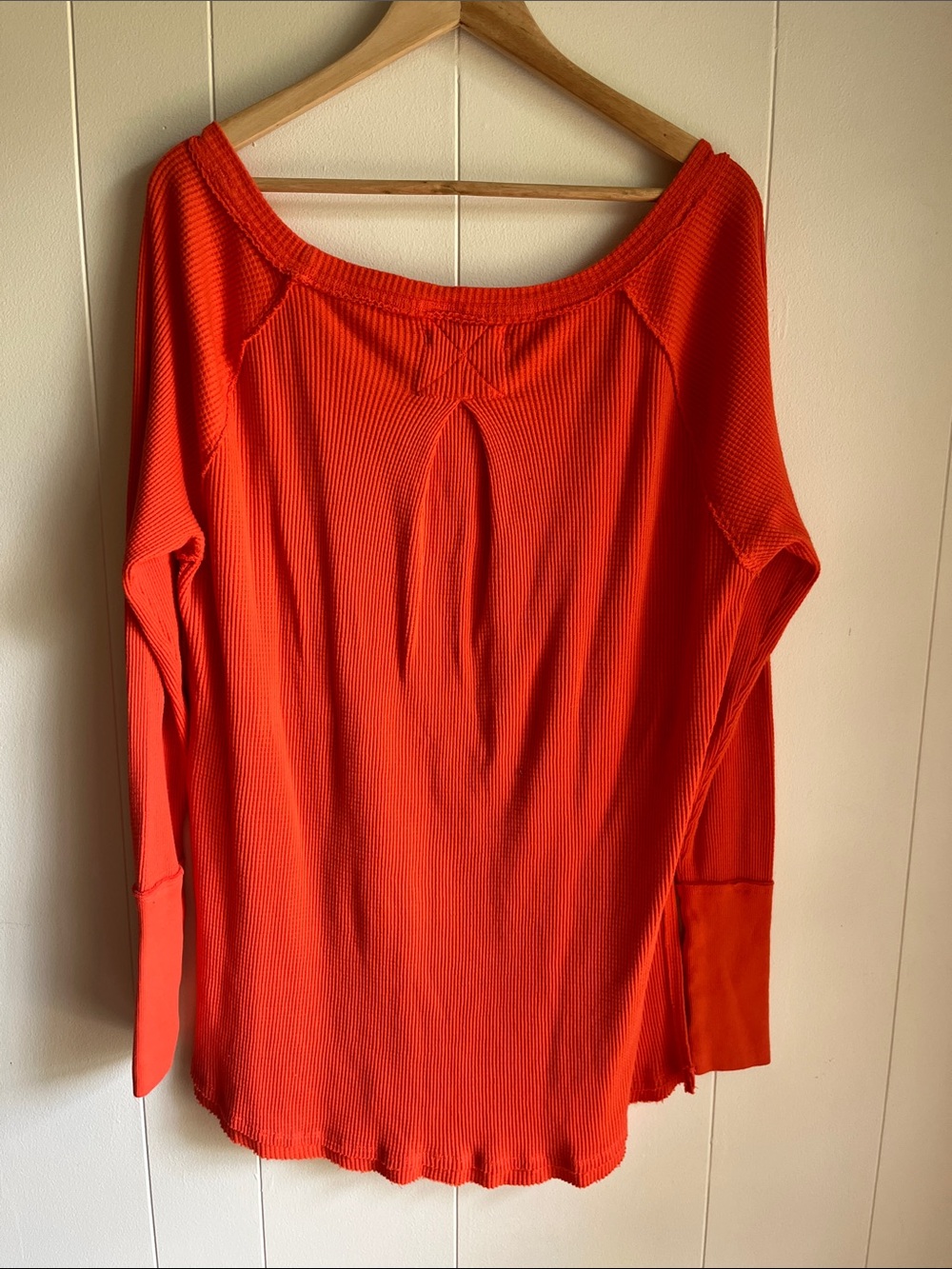 We The Free Off-the-Shoulder Snowy Thermal Tee Heat Wave Orange  Sz Sm - Picture 11 of 11